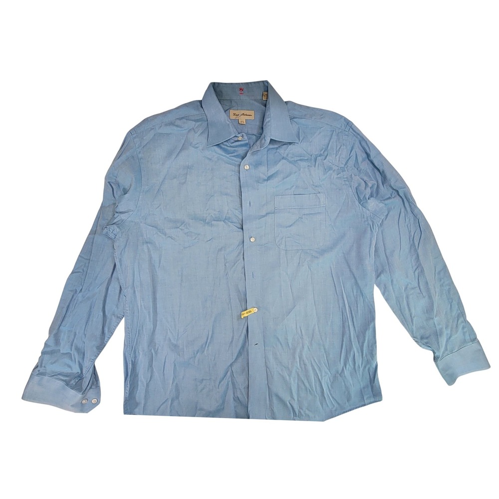 Tommy Bahama Mens Light Blue Button Down Long Sleeve Dress Shirt Size 16.5 36 37
